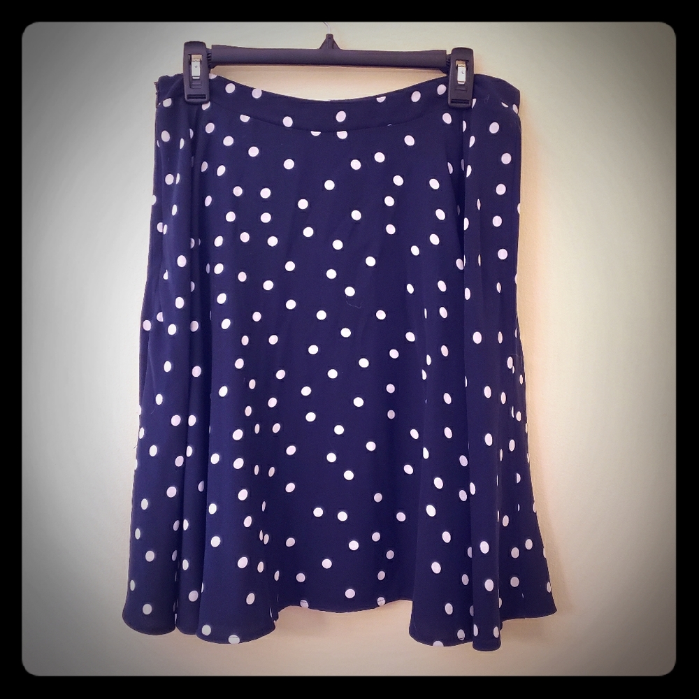 Navy polka dot skirt